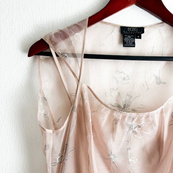 VINTAGE Y2K 90s BCBG MAX AZRIA Pink Slip Dress With Embroidered Silk Overlay - Picture 5 of 8